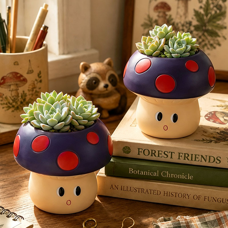 Cute Cartoon Mushroom Resin Su - огляд і ціна Echeveria Succulent